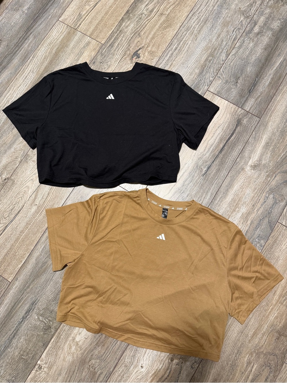 adidas Short Sleeve Cropped Tees in Black & Brown